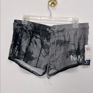 US Apparel‎ Palm Coast Board Shorts Charcoal Grey Palm Tree Mens Medium LBS-122
